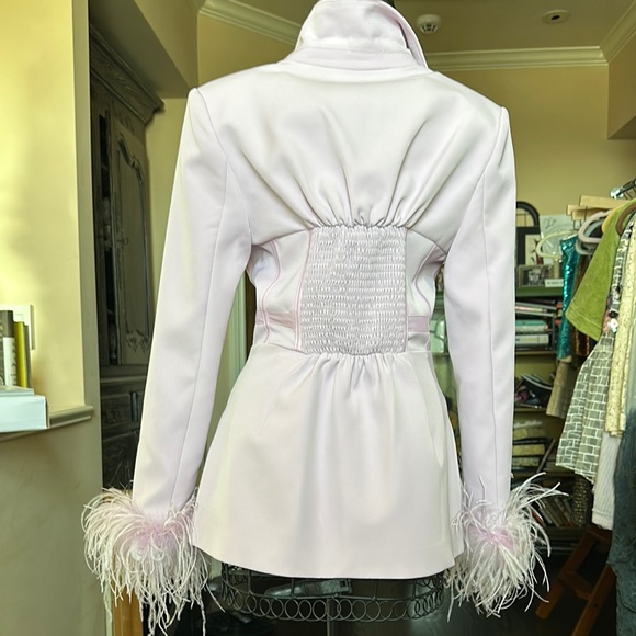 Light Pink Feather Trim Blazer - Picture 3 of 3